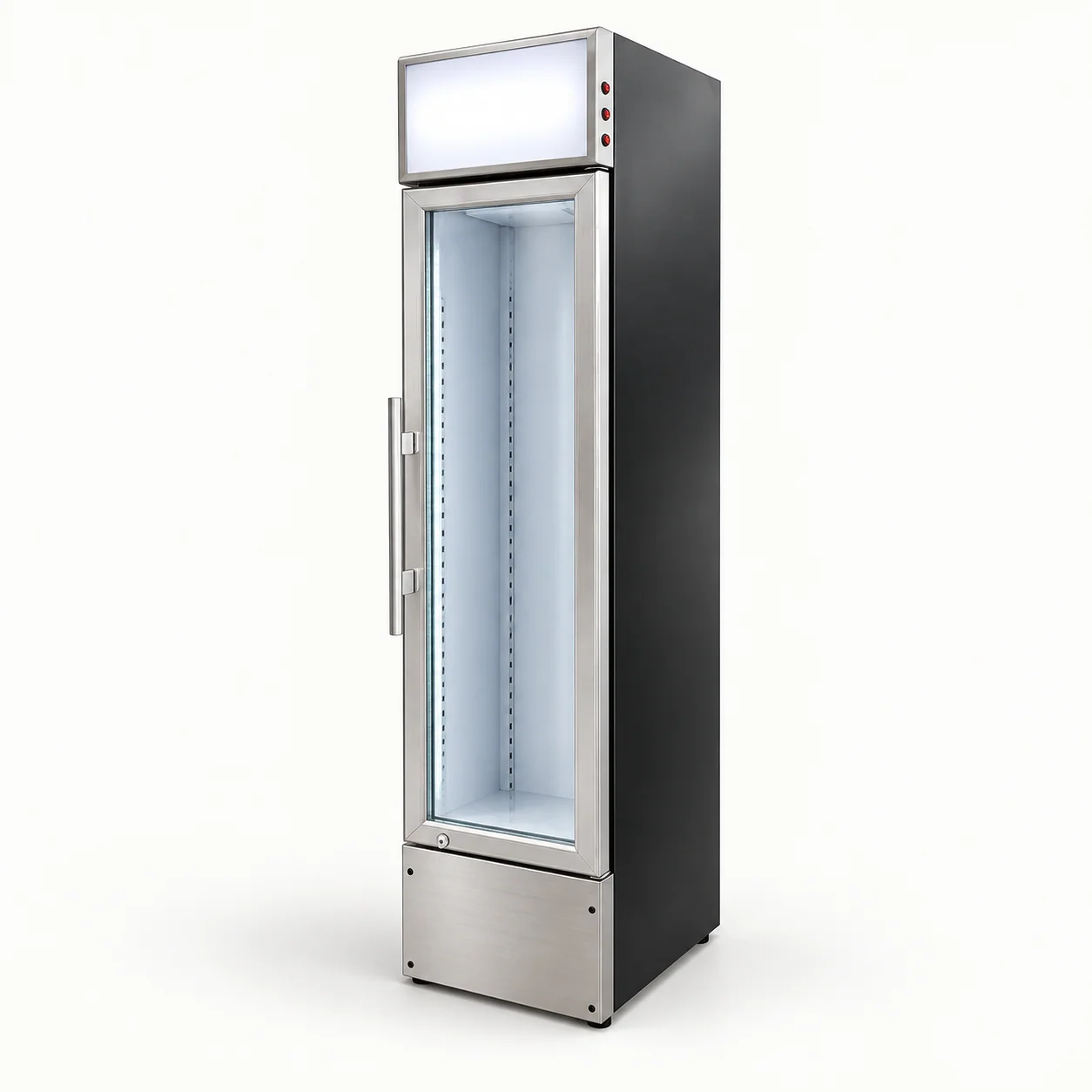Stainless Steel Slim Display Cooler — redrawn family reference