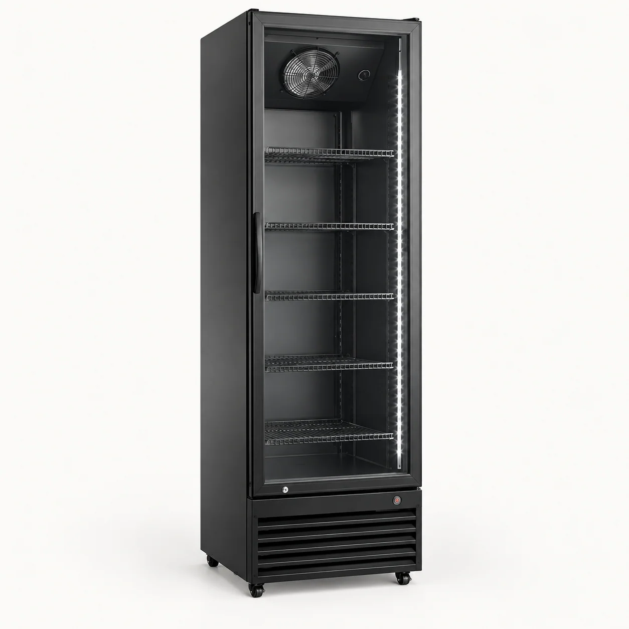 Black Full-Glass Beverage Merchandisers — redrawn family reference