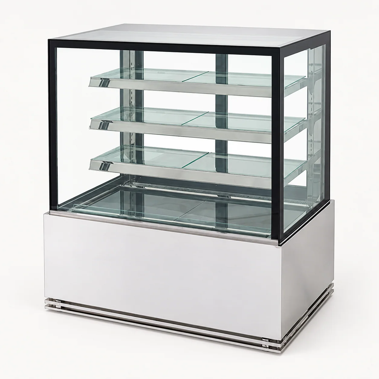 Flat Glass Refrigerated Cake Displays — redrawn family reference