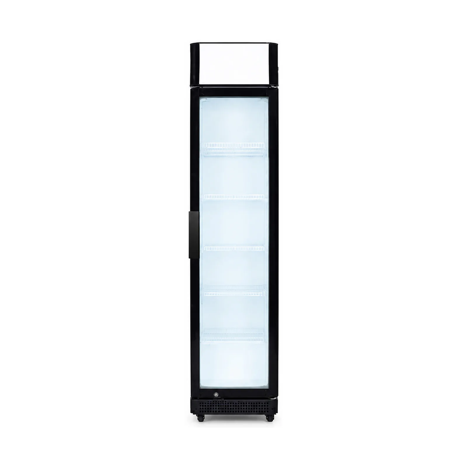 MK-CR-SL-N280-LB Narrow Glass Door Beverage Cooler with Lightbox configuration view