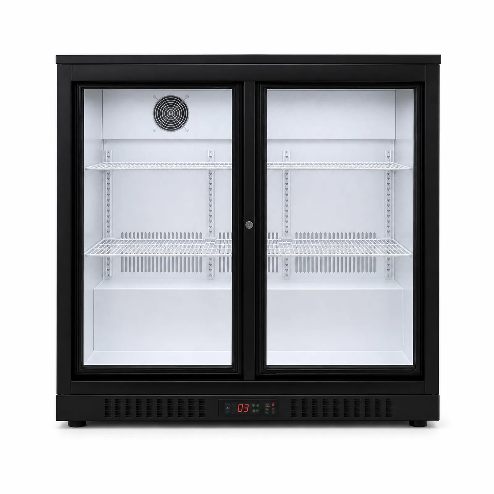 MK-CR-BB-D02-SD Two-Door Sliding Glass Back Bar Refrigerator main product view
