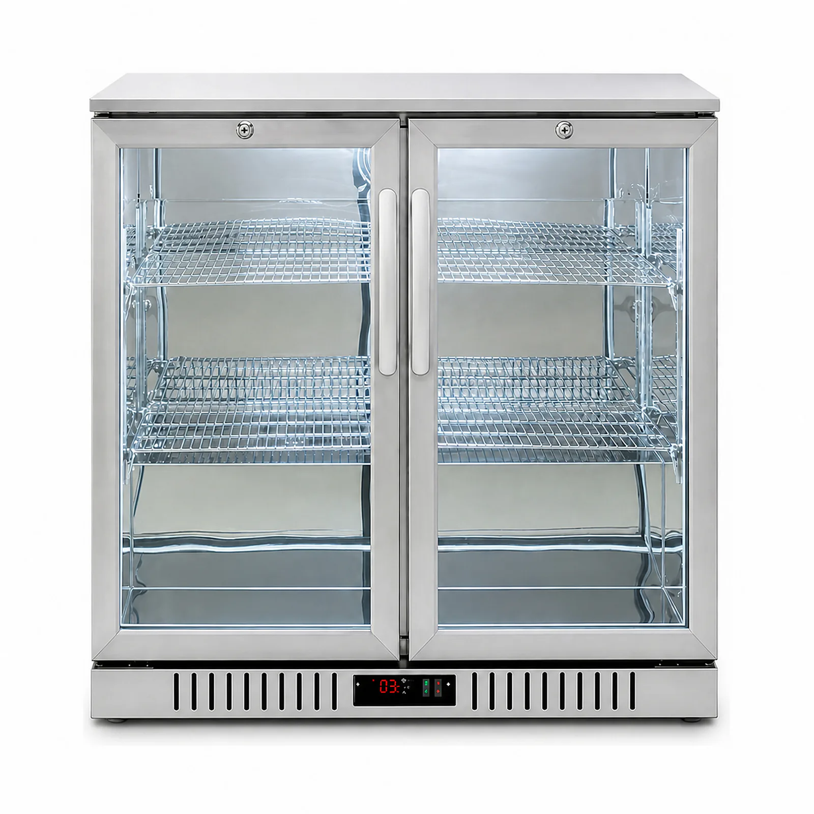 MK-CR-BB-D02-HD-SS Two-Door Stainless Steel Back Bar Refrigerator main product view