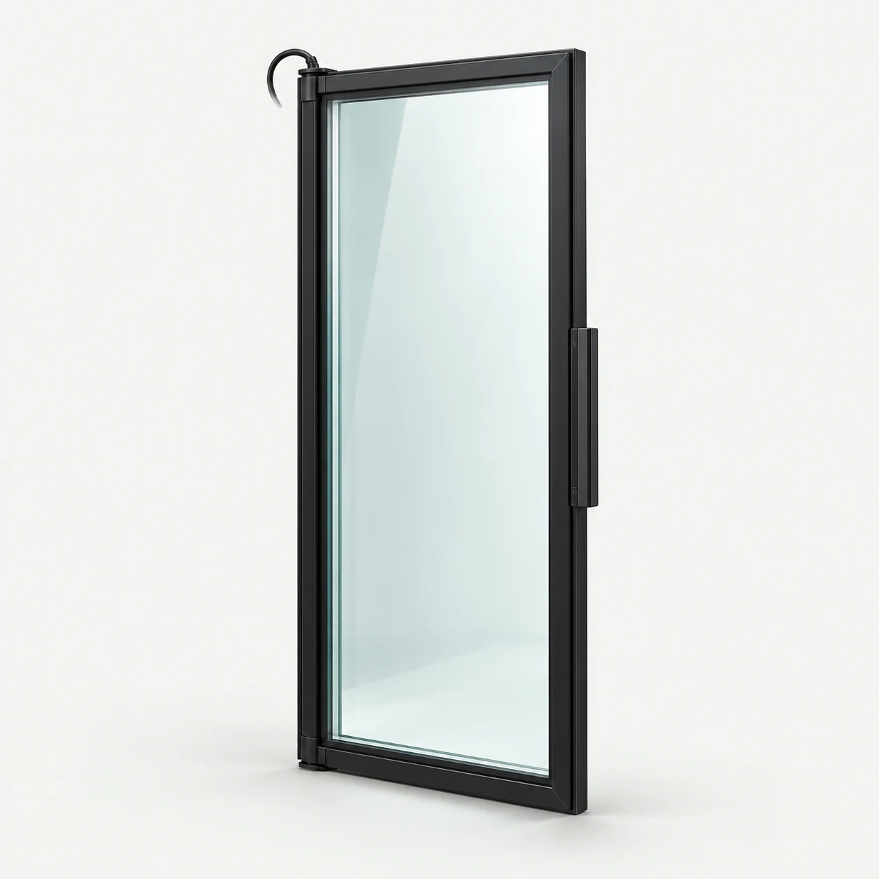 Design illustration of a commercial freezer glass door assembly